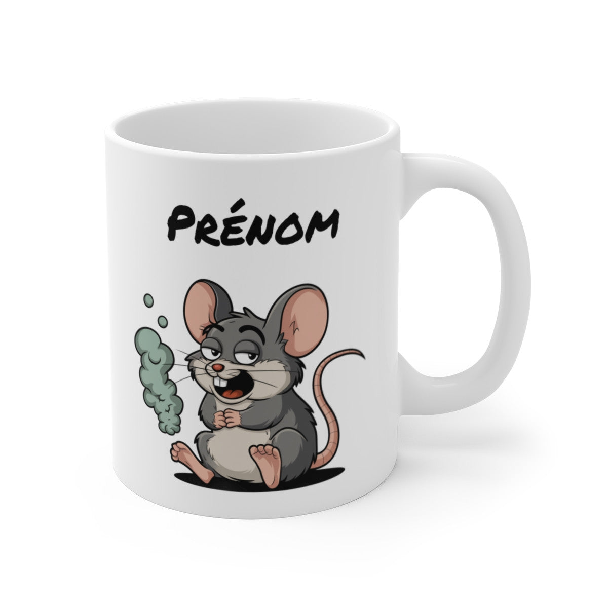 Tasse Souris qui Pète Personnalisable – Mug Humour Animal Rigolo avec Prénom 325ml Cadeau Original
