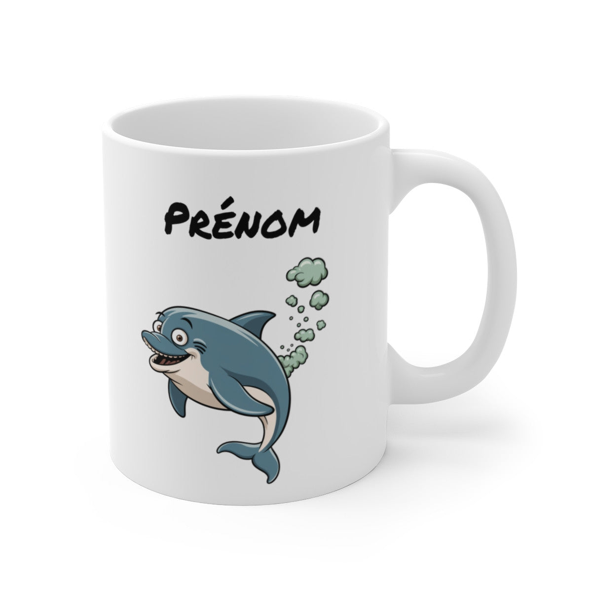 Tasse Dauphin qui Pète Personnalisable – Mug Humour Animal Rigolo avec Prénom 325ml Cadeau Original