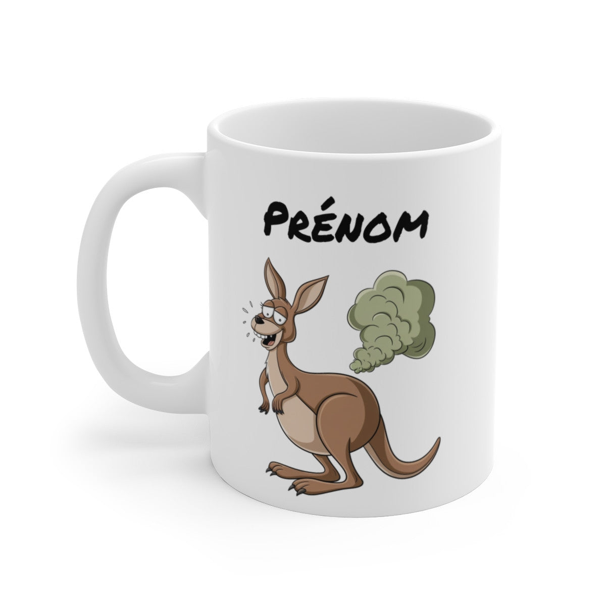Tasse Kangourou qui Pète Personnalisable – Mug Humour Animal Rigolo avec Prénom 325ml Cadeau Original