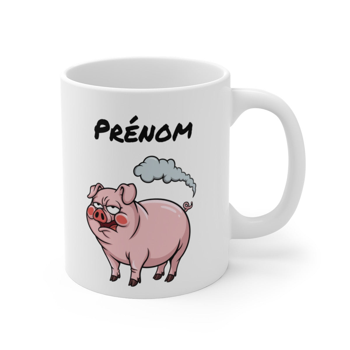 Tasse Cochon qui Pète Personnalisable – Mug Humoristique avec Prénom, Cadeau Drôle Animal Cartoon 325ml