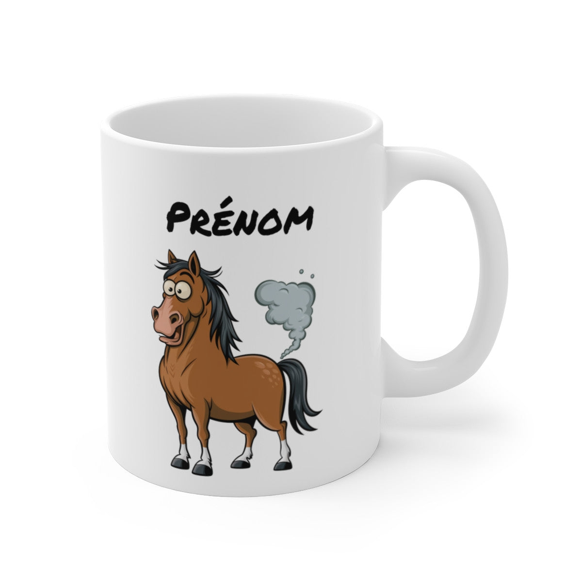 Tasse Cheval qui Pète Personnalisable – Mug Humour avec Prénom, Cadeau Drôle Amoureux des Chevaux 325ml