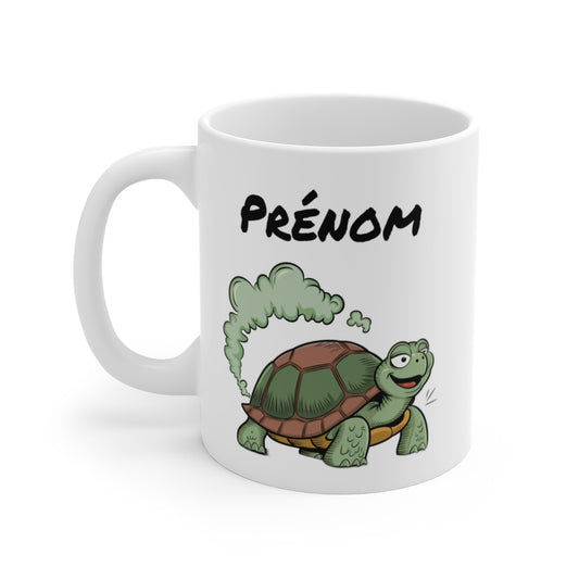 Tasse Tortue qui Pète Personnalisable – Mug Humour avec Prénom, Cadeau Drôle Animal Cartoon 325ml
