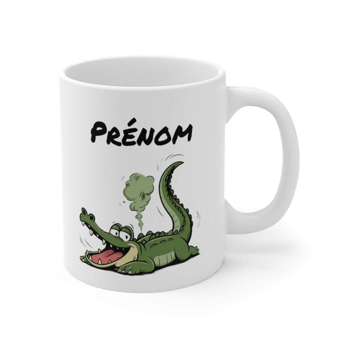 Tasse Crocodile qui Pète Personnalisable – Mug Humour avec Prénom, Cadeau Drôle Animal Cartoon 325ml