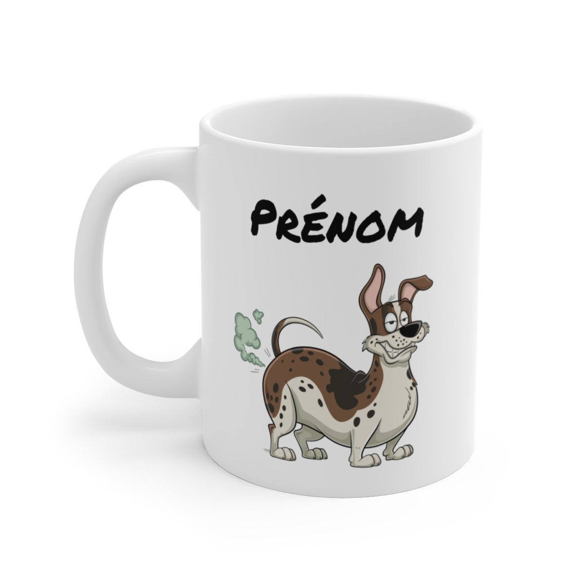 Mug Chien qui Pète Personnalisable – Tasse Humour avec Prénom, Cadeau Rigolo Cartoon 325ml