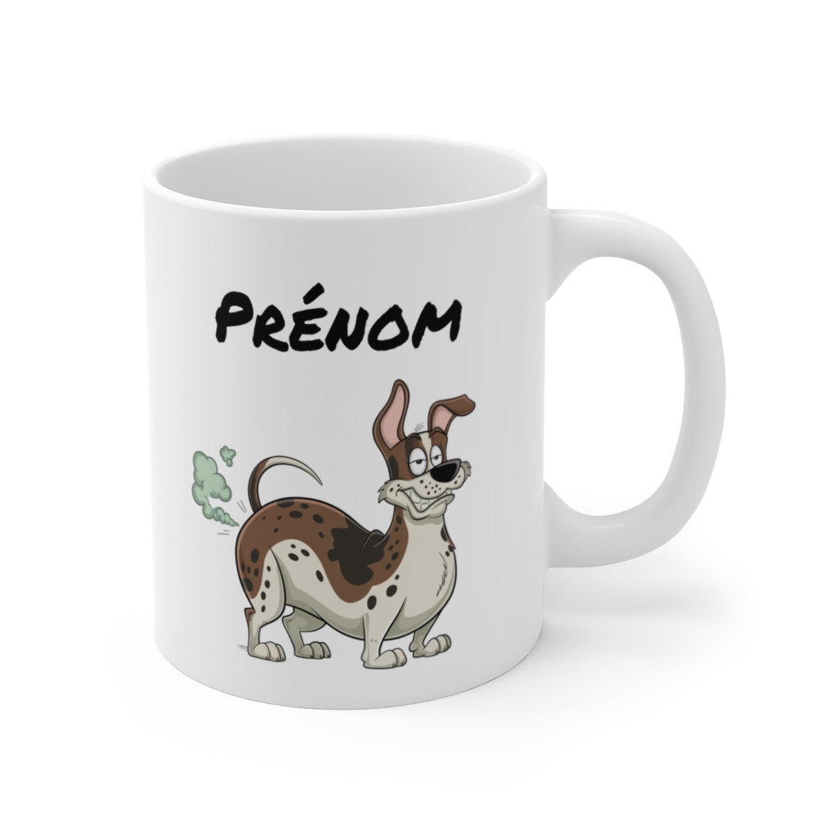 Mug Chien qui Pète Personnalisable – Tasse Humour avec Prénom, Cadeau Rigolo Cartoon 325ml