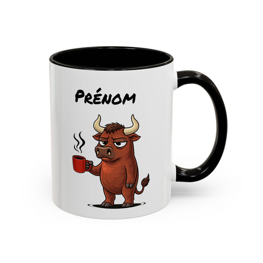 Mug Taureau Personnalisable 325ml – Tasse Café Humour Animal Signe Astrologique Taureau Drôle