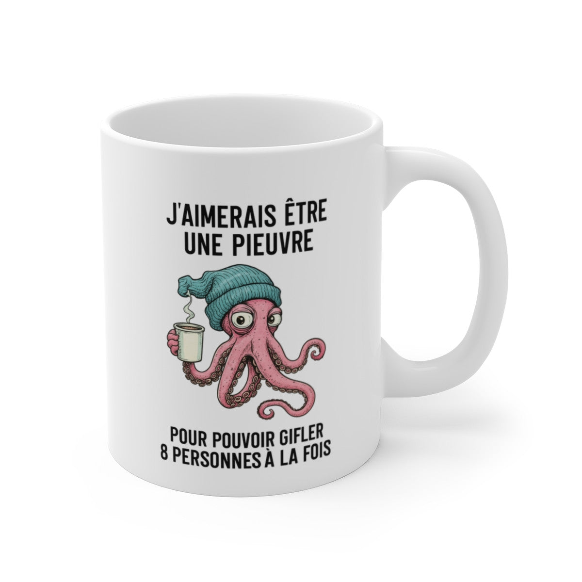 Mug Céramique Pieuvre Café Humoristique – Tasse Originale 325ml – Impression Haute Qualité – Cadeau Amoureux de Café et Humour