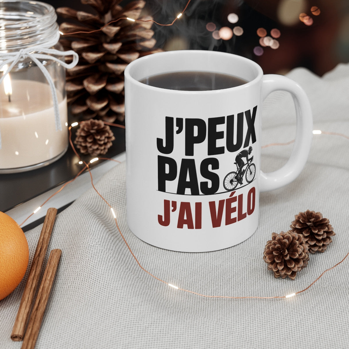 Mug J’Peux Pas J’ai Vélo – Tasse Cyclisme 325ml – Cadeau Humour Vélo – Céramique, Micro-ondes et Lave-Vaisselle