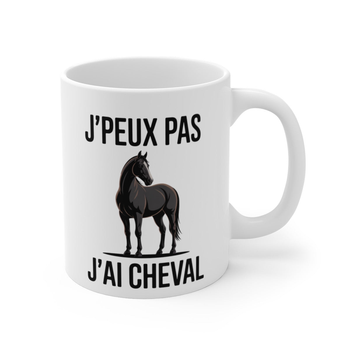 Mug J’Peux Pas J’Ai Cheval – Tasse Équitation 325ml – Cadeau Cavalier, Passion Cheval – Céramique, Micro-Ondes et Lave-Vaisselle