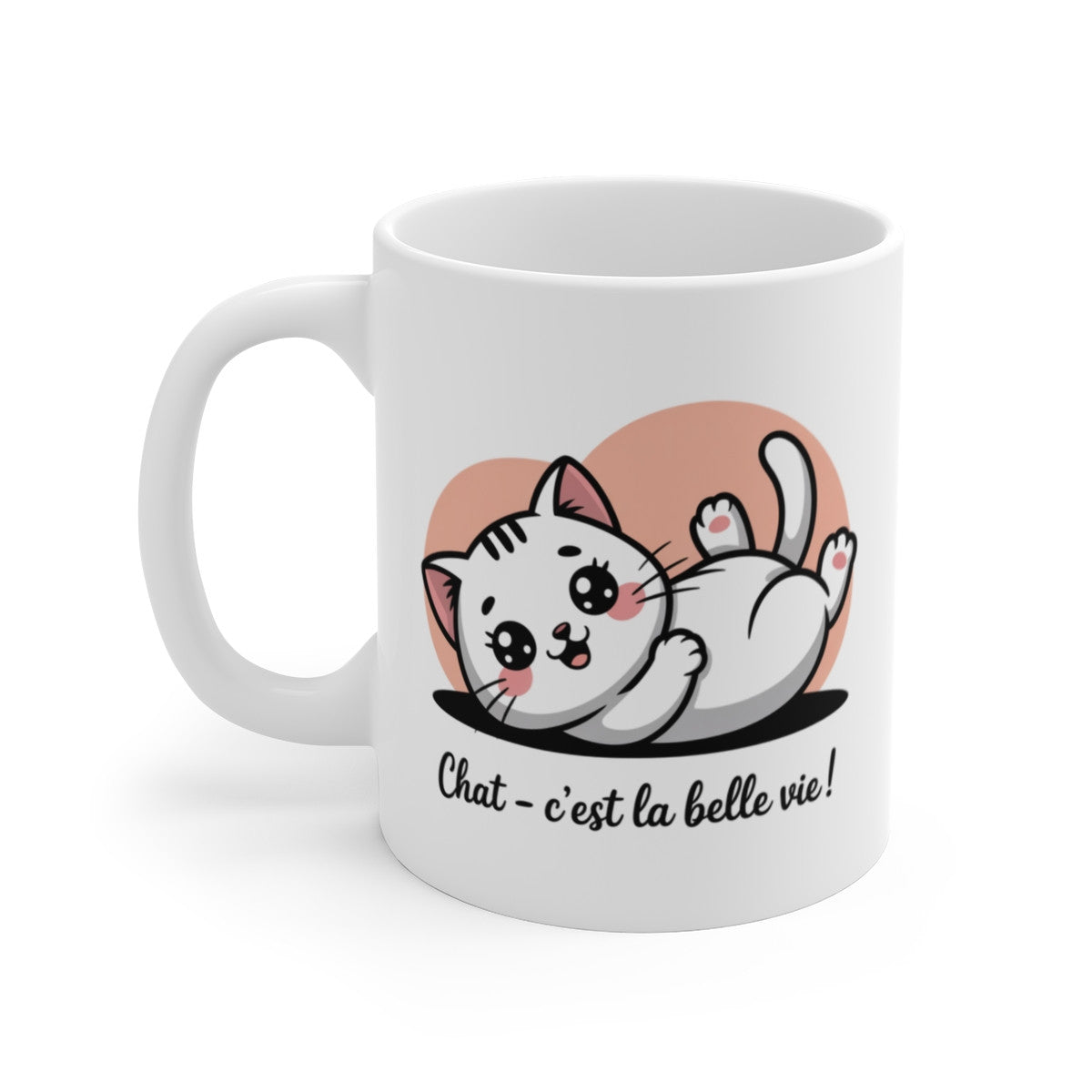 Mug Chat C’est la Belle Vie – Tasse Chat Mignon 325ml – Cadeau Amoureux des Chats, Humour