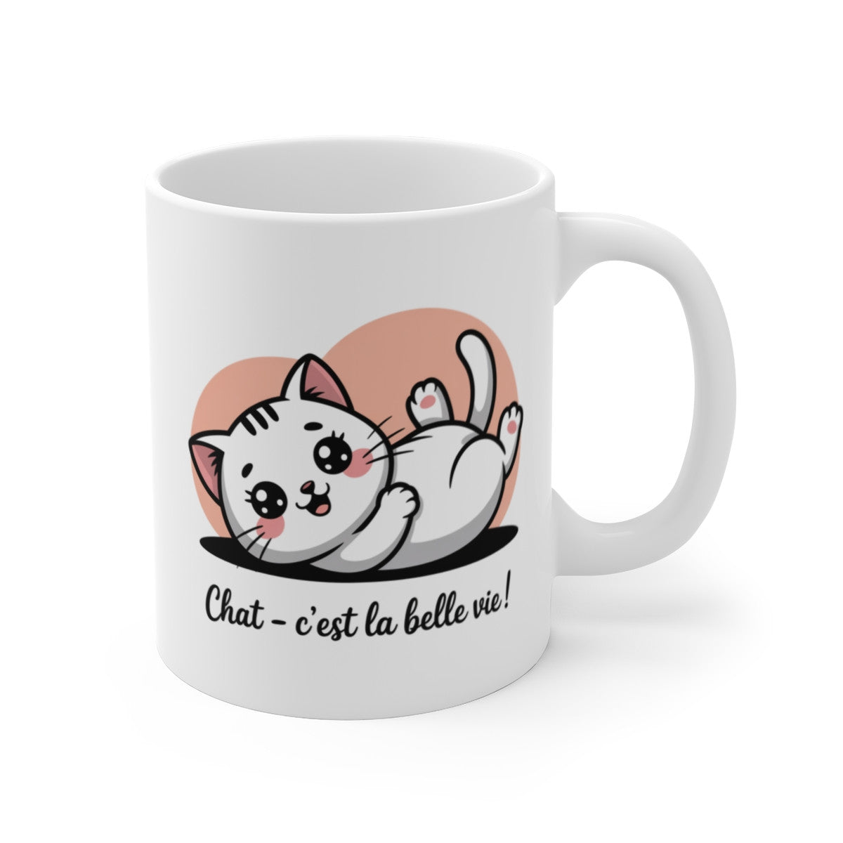 Mug Chat C’est la Belle Vie – Tasse Chat Mignon 325ml – Cadeau Amoureux des Chats, Humour