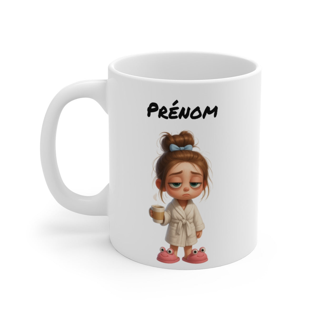 Mug Personnalisable Fille Fatiguée Café – Tasse Matin Humour Mignon 325ml avec Prénom – Cadeau