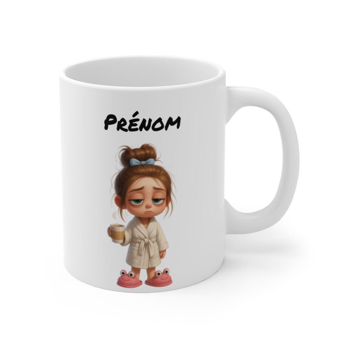 Mug Personnalisable Fille Fatiguée Café – Tasse Matin Humour Mignon 325ml avec Prénom – Cadeau