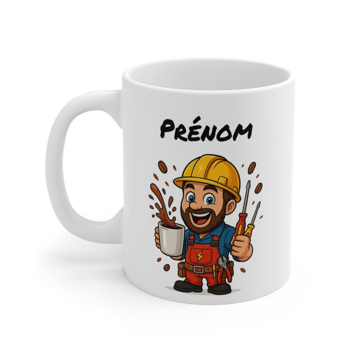 Mug Personnalisable Bricoleur Café – Tasse Artisan Électricien 325ml avec Prénom – Cadeau Ouvrier, Papa, Collègue