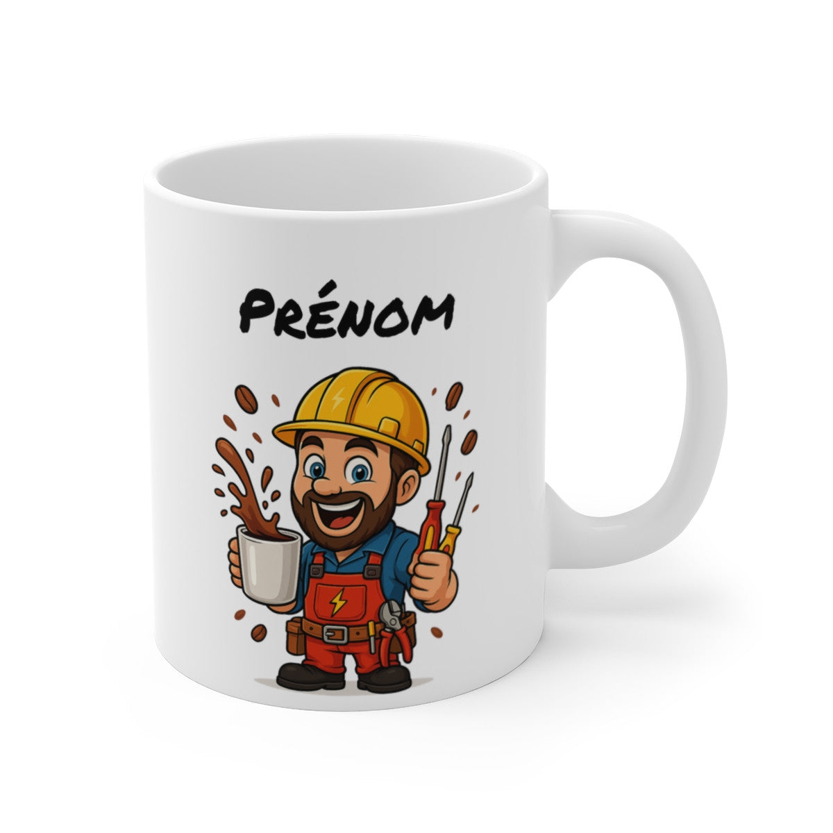 Mug Personnalisable Bricoleur Café – Tasse Artisan Électricien 325ml avec Prénom – Cadeau Ouvrier, Papa, Collègue