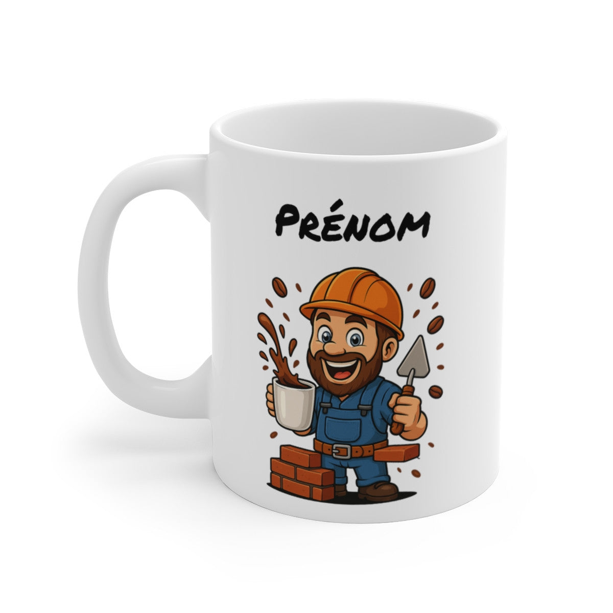 Mug Maçon Café Briques – Tasse Humour Chantier 325ml – Cadeau Ouvrier, Artisan, BTP – Céramique,