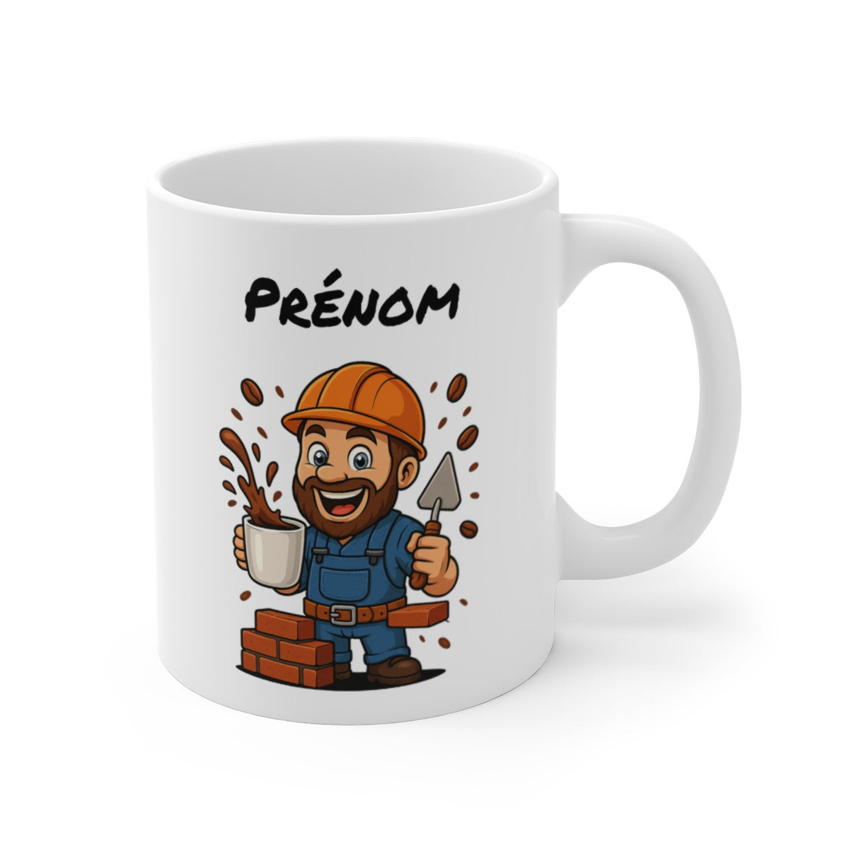 Mug Maçon Café Briques – Tasse Humour Chantier 325ml – Cadeau Ouvrier, Artisan, BTP – Céramique,