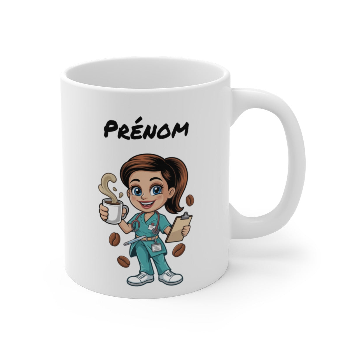 Mug Personnalisable Infirmière Café – Tasse Santé 325ml avec Prénom – Cadeau Aide-Soignante, Docteur, Clinique