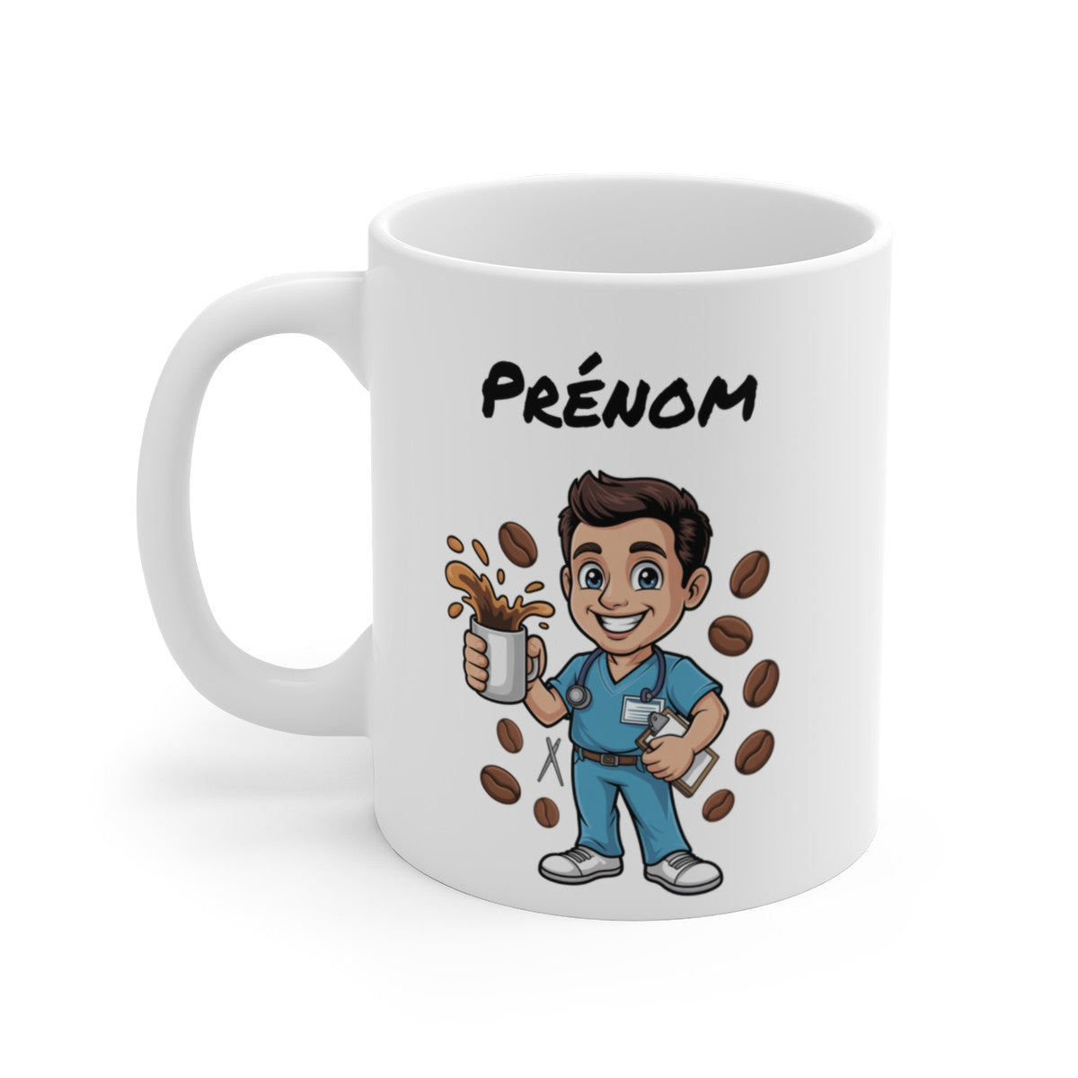 Mug Personnalisable Infirmier Café – Tasse Santé 325ml avec Prénom – Cadeau Aide-Soignant, Clinique, Médecin