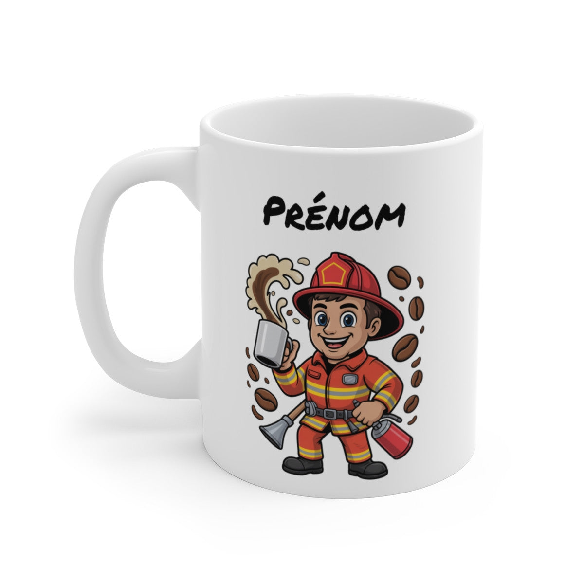 Mug Personnalisable Pompier Café – Tasse Sapeur-Pompier 325ml avec Prénom – Cadeau Héros, Caserne, Humour
