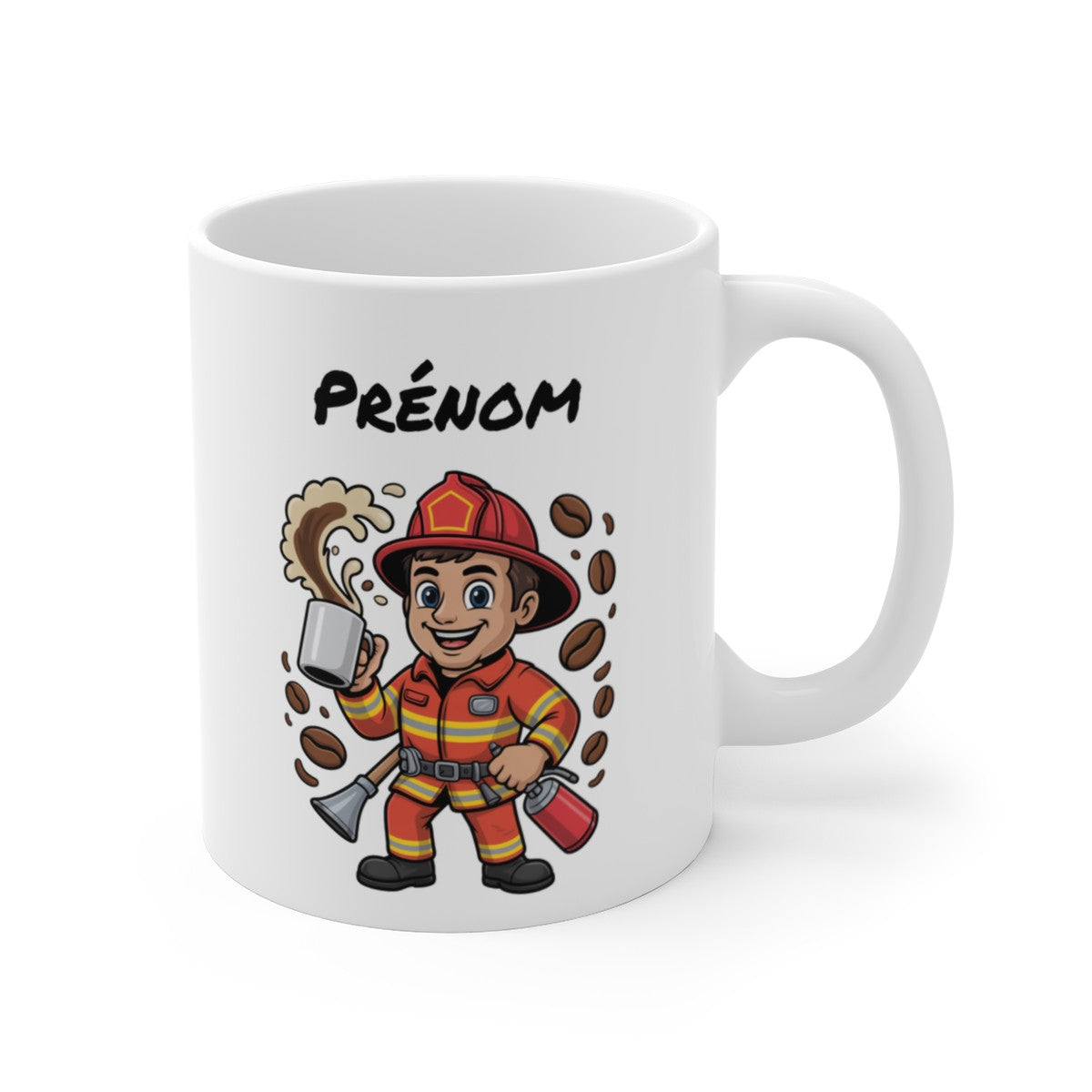 Mug Personnalisable Pompier Café – Tasse Sapeur-Pompier 325ml avec Prénom – Cadeau Héros, Caserne, Humour