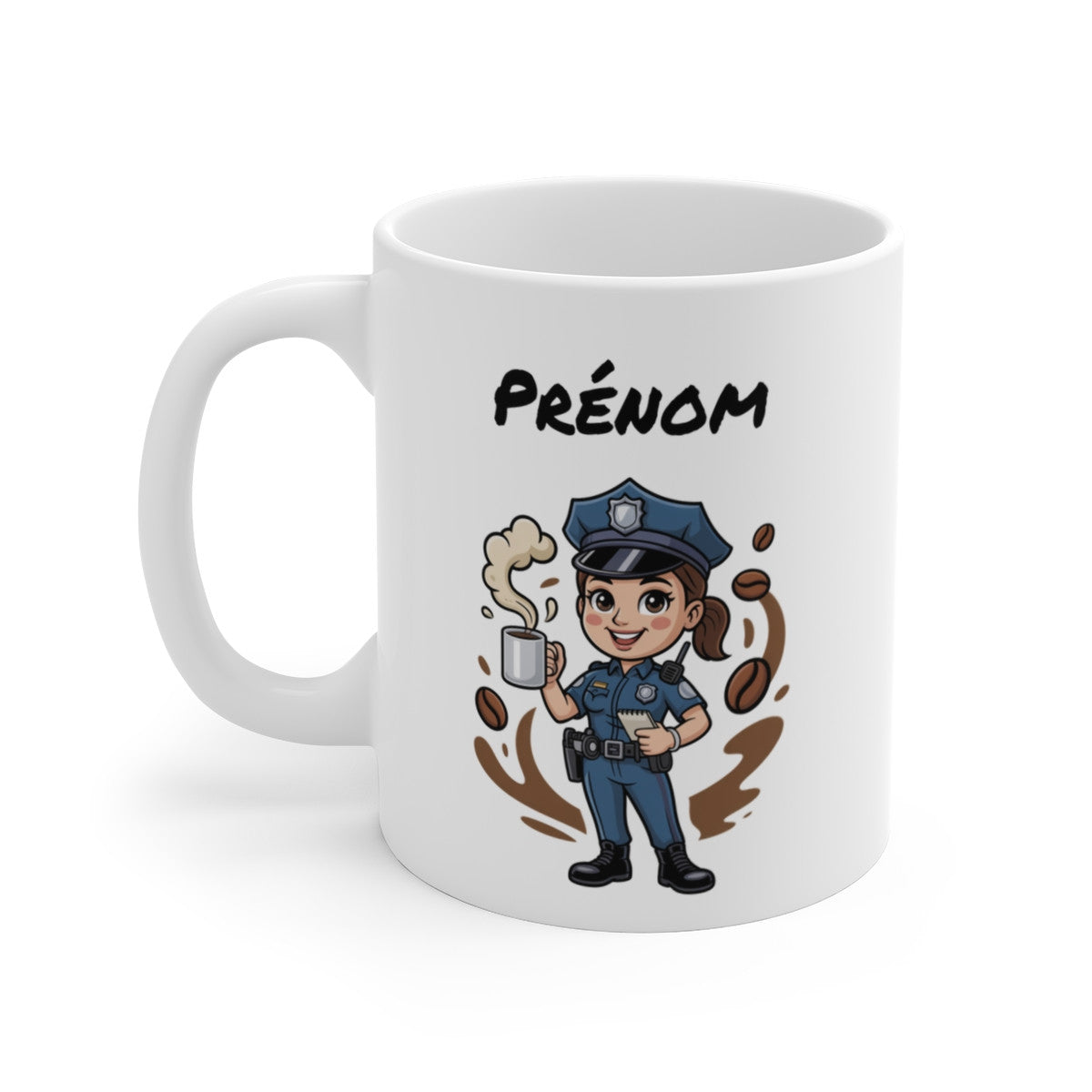 Mug Personnalisable Policière Femme – Tasse Café Métiers Police 325ml avec Prénom – Cadeau Agent de Police, Humour & Bureau