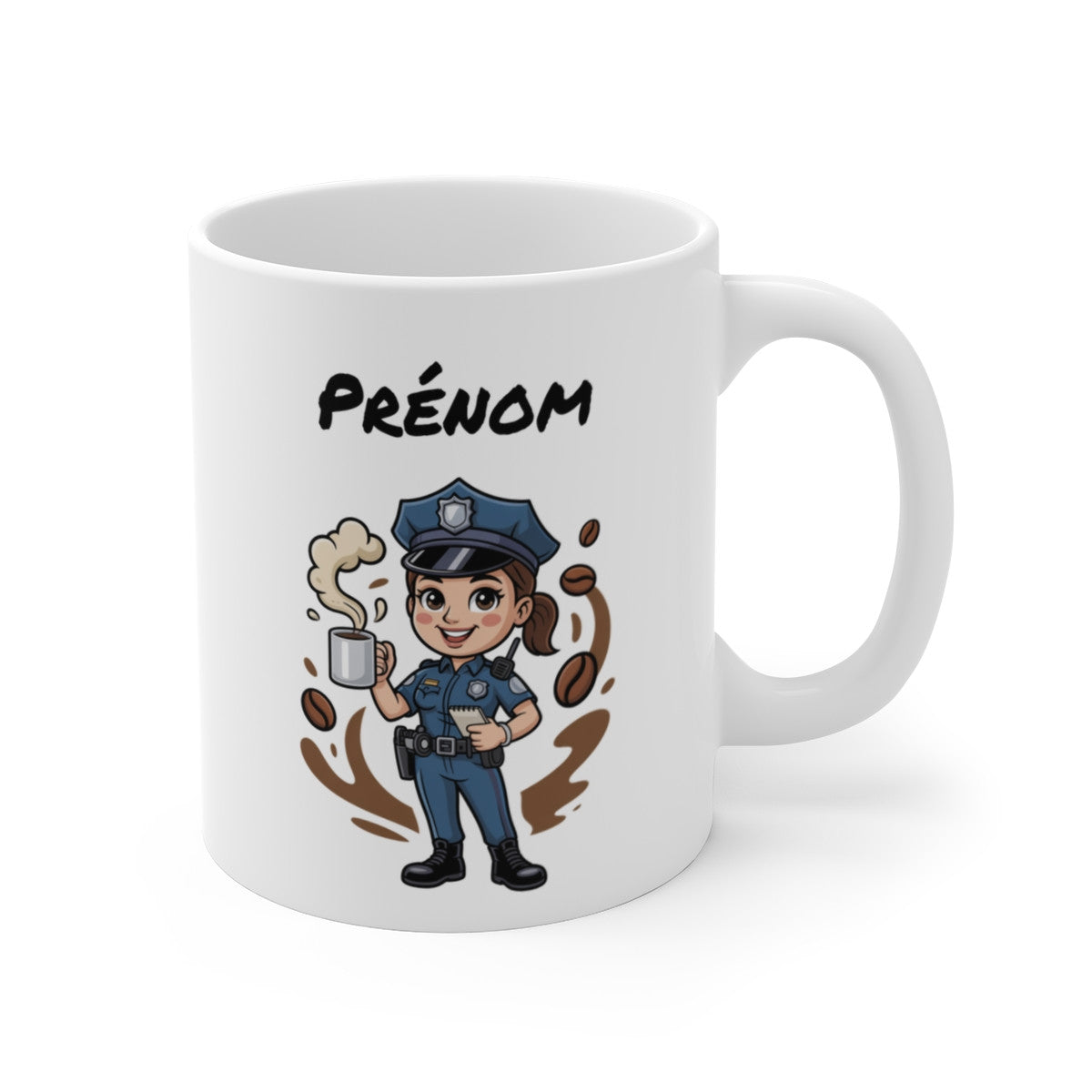 Mug Personnalisable Policière Femme – Tasse Café Métiers Police 325ml avec Prénom – Cadeau Agent de Police, Humour & Bureau