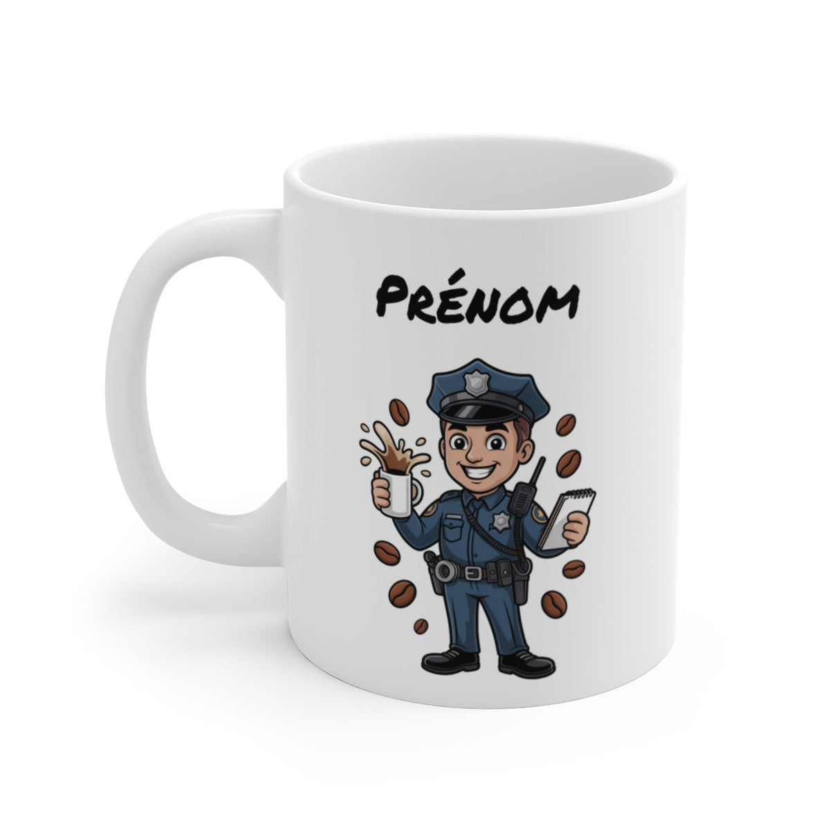 Mug Personnalisable Policier Homme – Tasse Métier Police 325ml avec Prénom – Cadeau Agent de Police, Café, Humour & Bureau