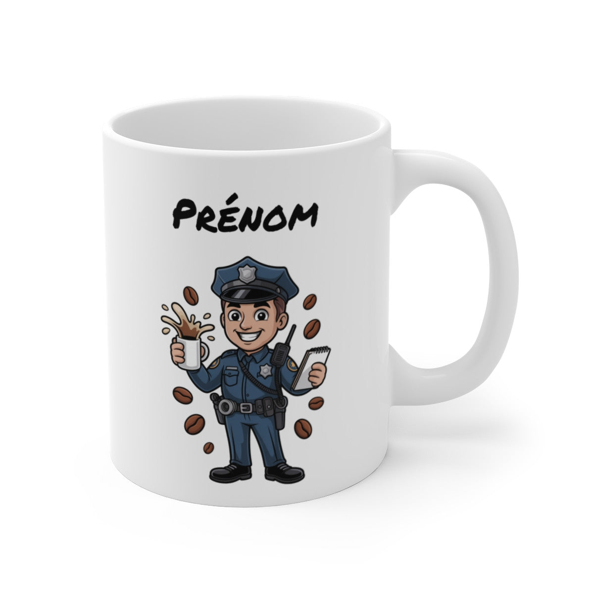 Mug Personnalisable Policier Homme – Tasse Métier Police 325ml avec Prénom – Cadeau Agent de Police, Café, Humour & Bureau