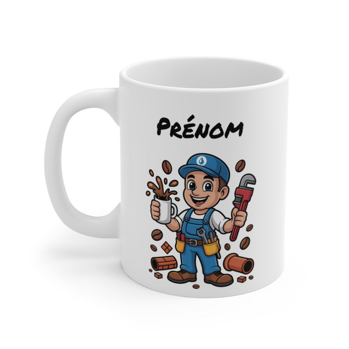 Mug Personnalisable Plombier Homme – Tasse Métier 325ml avec Prénom – Cadeau Artisan, Café, Outils, Humour & Atelier