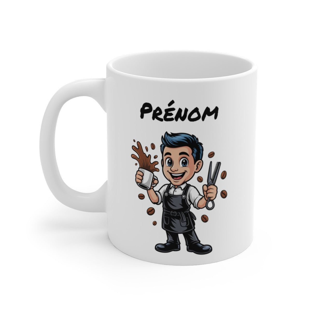 Mug Personnalisable Coiffeur Homme – Tasse Métier Salon 325ml avec Prénom – Cadeau Barbier, Café, Humour & Beauté