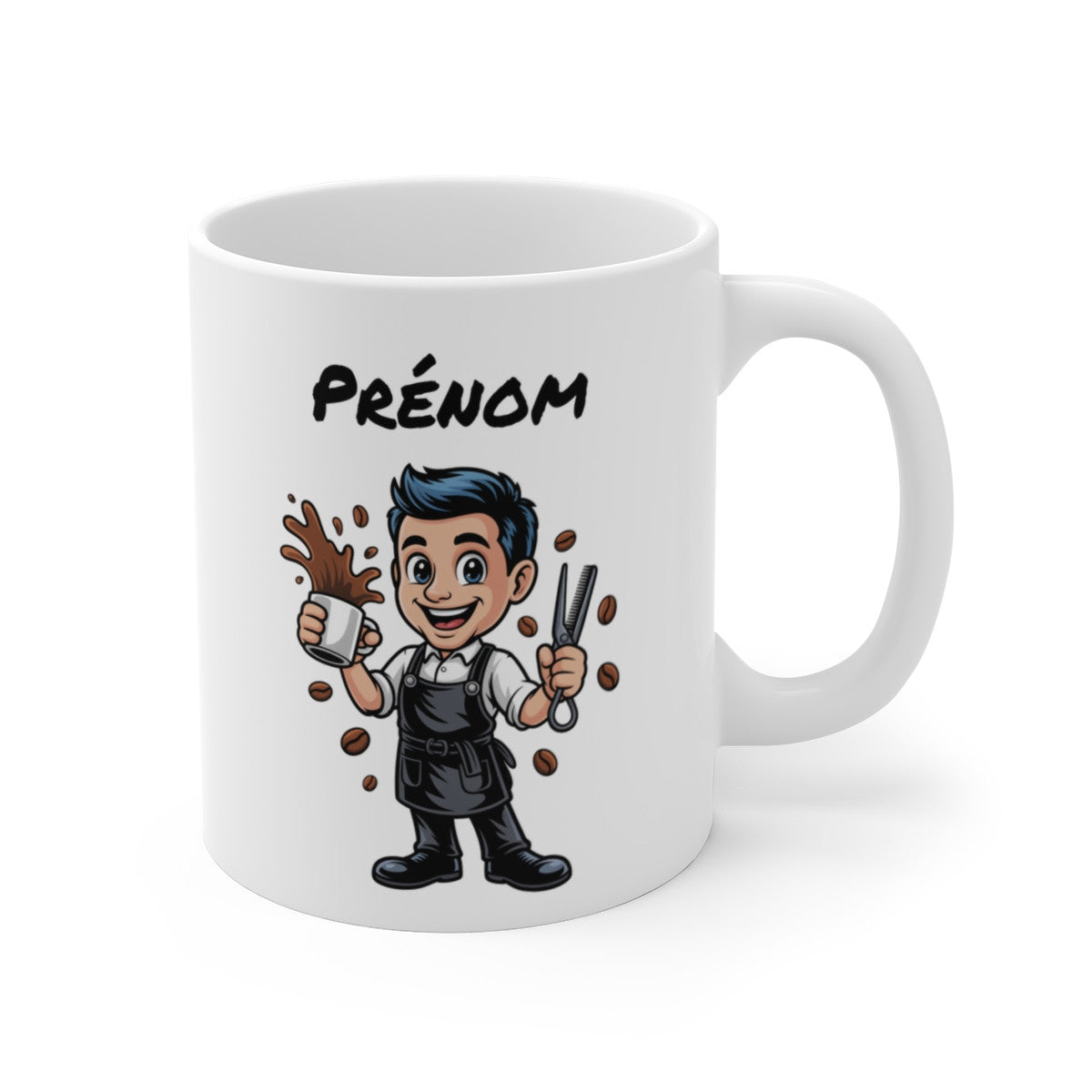Mug Personnalisable Coiffeur Homme – Tasse Métier Salon 325ml avec Prénom – Cadeau Barbier, Café, Humour & Beauté