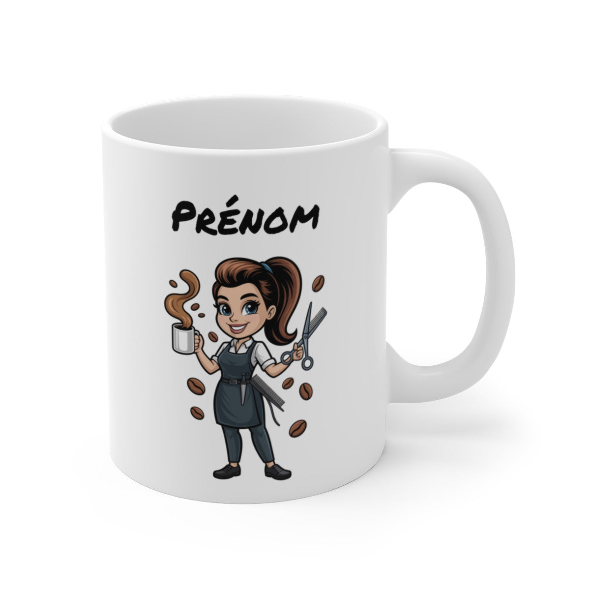 Mug Personnalisable Coiffeuse Femme – Tasse Métier Salon 325ml avec Prénom – Cadeau Beauté, Café, Humour & Profession Coiffure