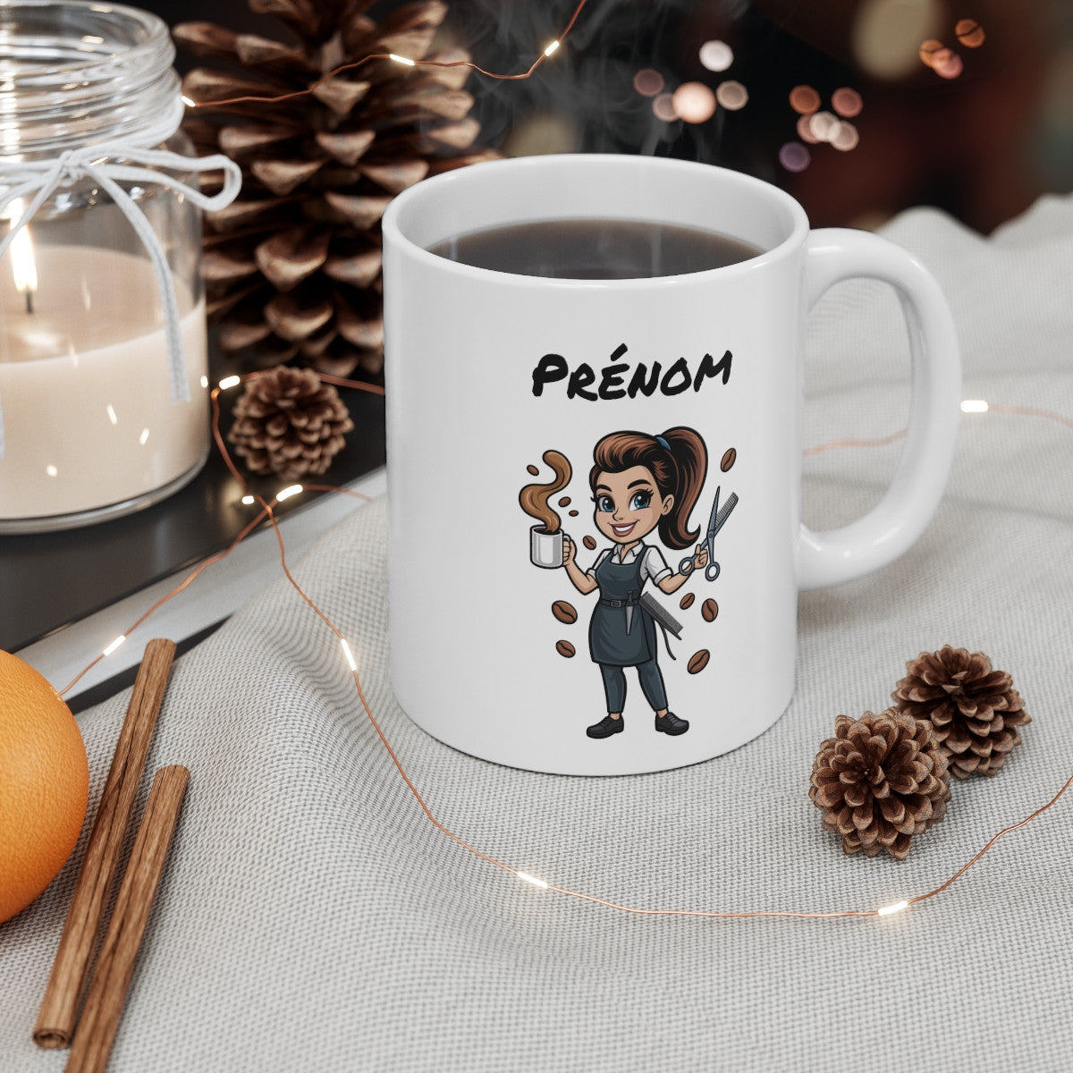 Mug Personnalisable Coiffeuse Femme – Tasse Métier Salon 325ml avec Prénom – Cadeau Beauté, Café, Humour & Profession Coiffure