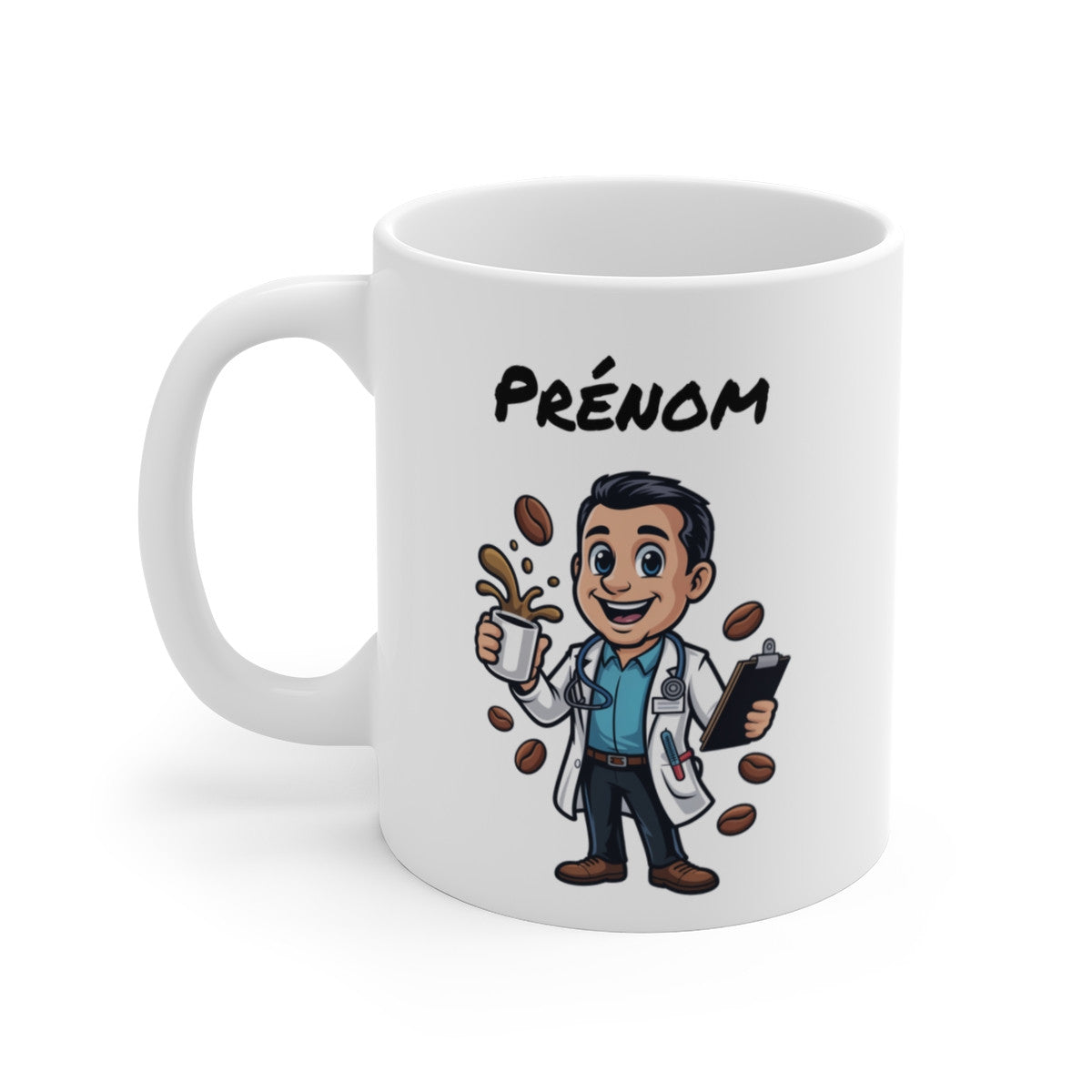 Mug Personnalisable Docteur Homme – Tasse Médecin 325ml avec Prénom – Cadeau Cabinet Médical, Café, Santé & Humour