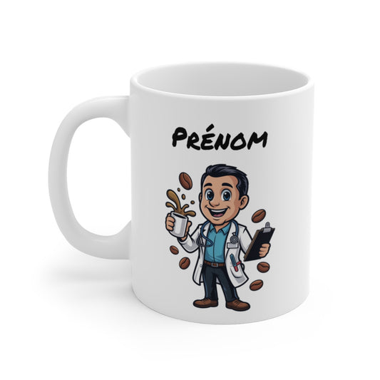 Mug Personnalisable Docteur Homme – Tasse Médecin 325ml avec Prénom – Cadeau Cabinet Médical, Café, Santé & Humour