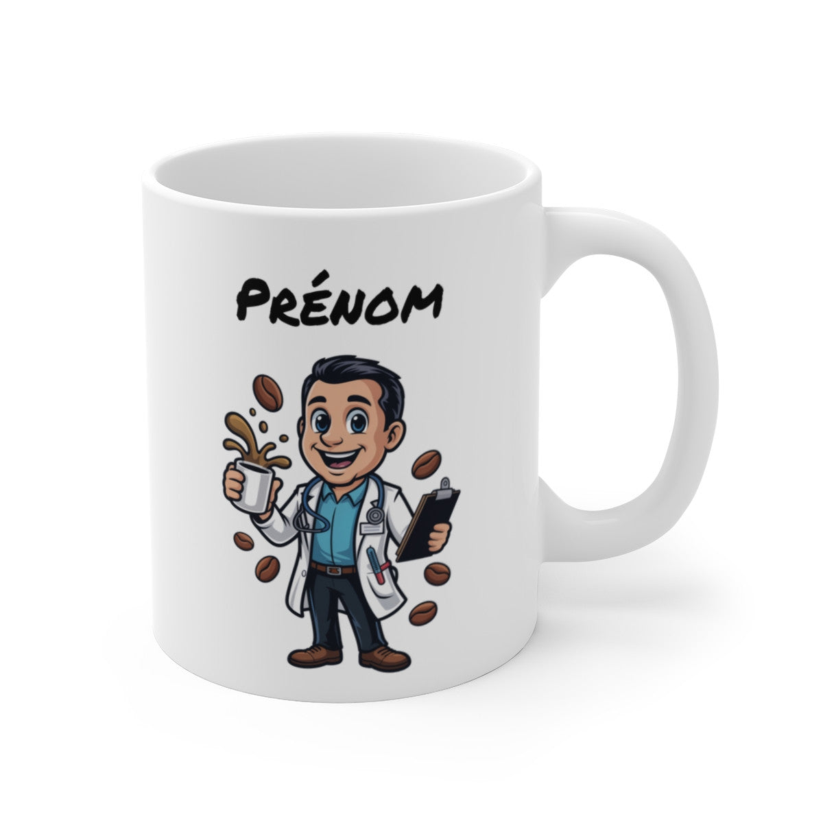 Mug Personnalisable Docteur Homme – Tasse Médecin 325ml avec Prénom – Cadeau Cabinet Médical, Café, Santé & Humour