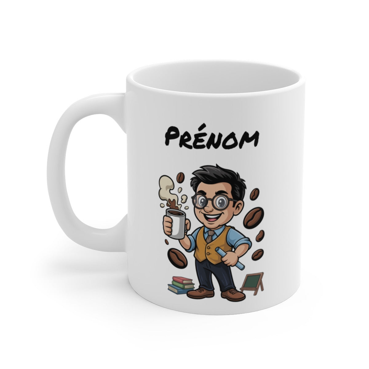 Mug Professeur Homme Personnalisable – Tasse Maître avec Prénom – Cadeau Enseignant, École, Collège, Lycée – 325ml