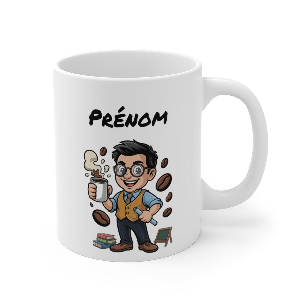 Mug Professeur Homme Personnalisable – Tasse Maître avec Prénom – Cadeau Enseignant, École, Collège, Lycée – 325ml