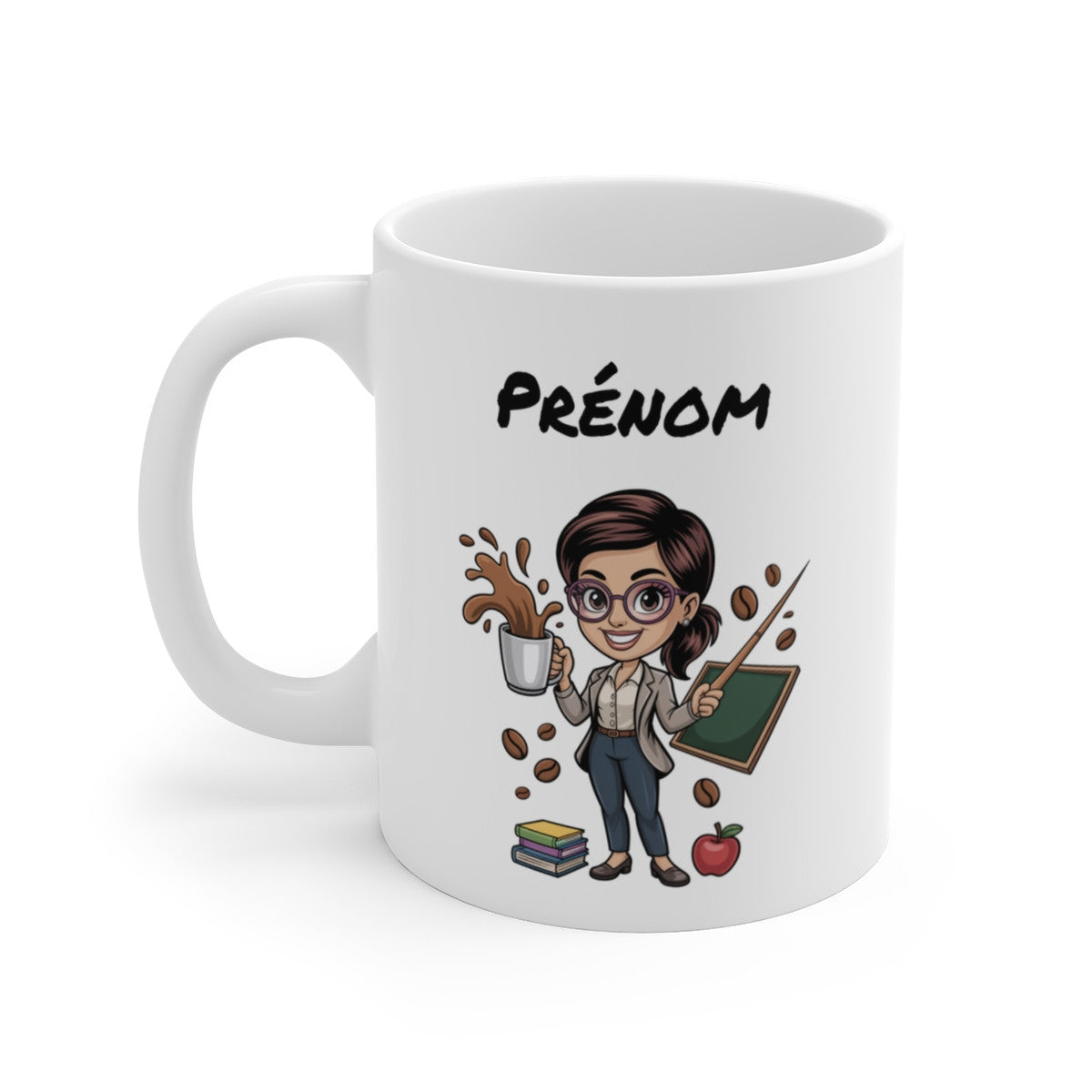 Mug Professeure Personnalisable – Tasse Maîtresse avec Prénom – Cadeau Enseignante, École, Collège, Institutrice – 325ml