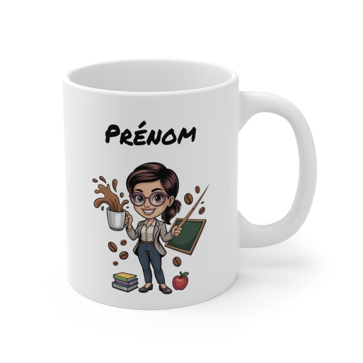 Mug Professeure Personnalisable – Tasse Maîtresse avec Prénom – Cadeau Enseignante, École, Collège, Institutrice – 325ml