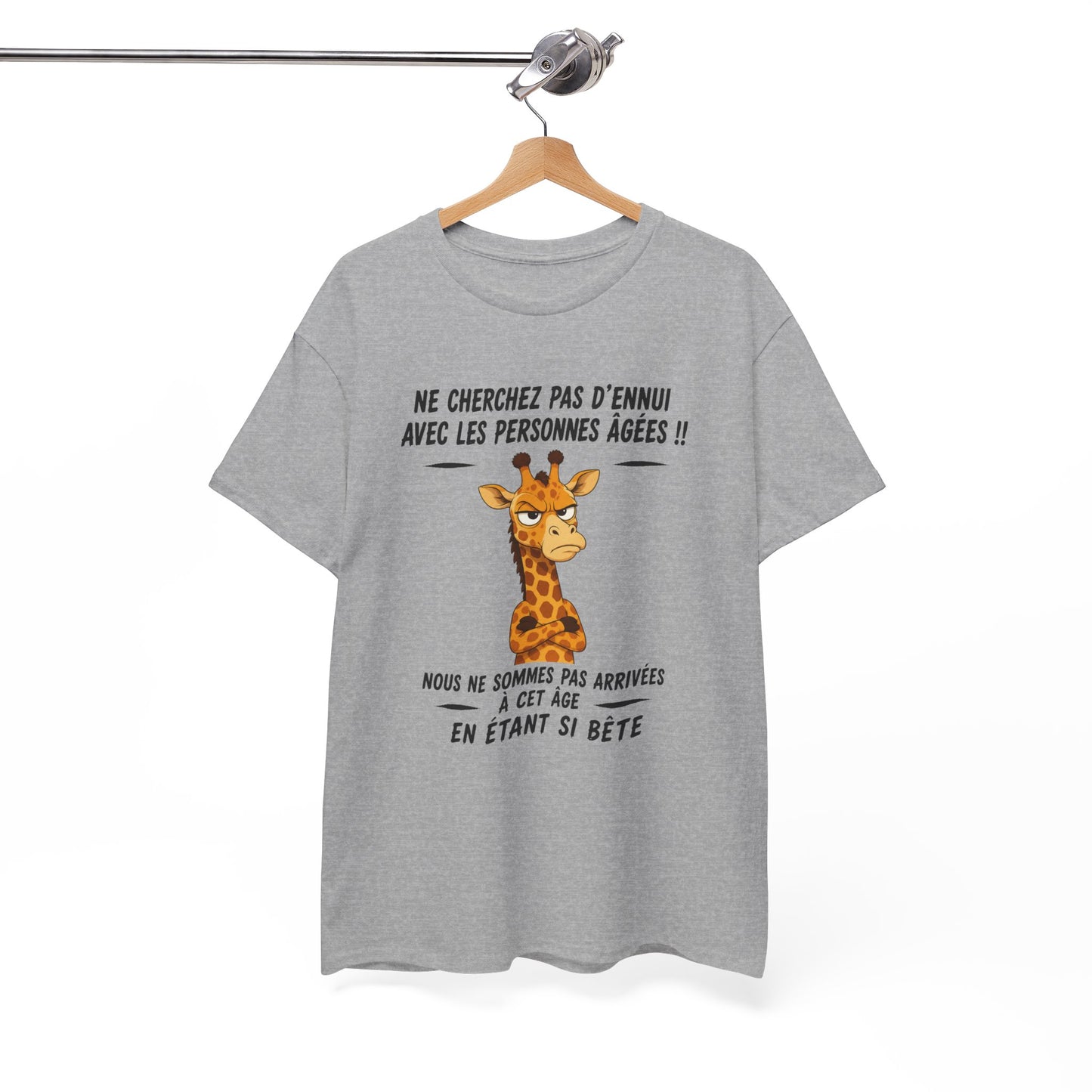 Tee-Shirt Humour Senior Retraité – Cadeau Homme Femme Personne Âgée – Girafe Drôle Anniversaire Retraite