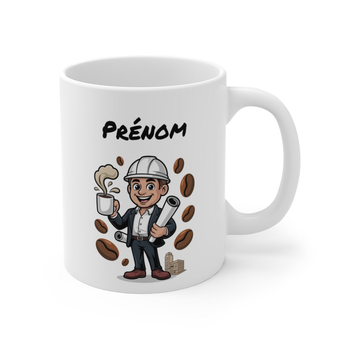 Mug Ingénieur Personnalisable – Cadeau Architecte ou Chef de Chantier avec Prénom –