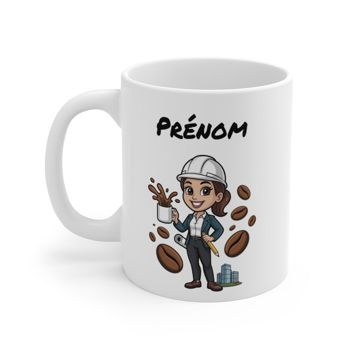 Mug Ingénieure Personnalisable Femme – Cadeau Architecte ou Chef de Chantier – Tasse Café Métier BTP