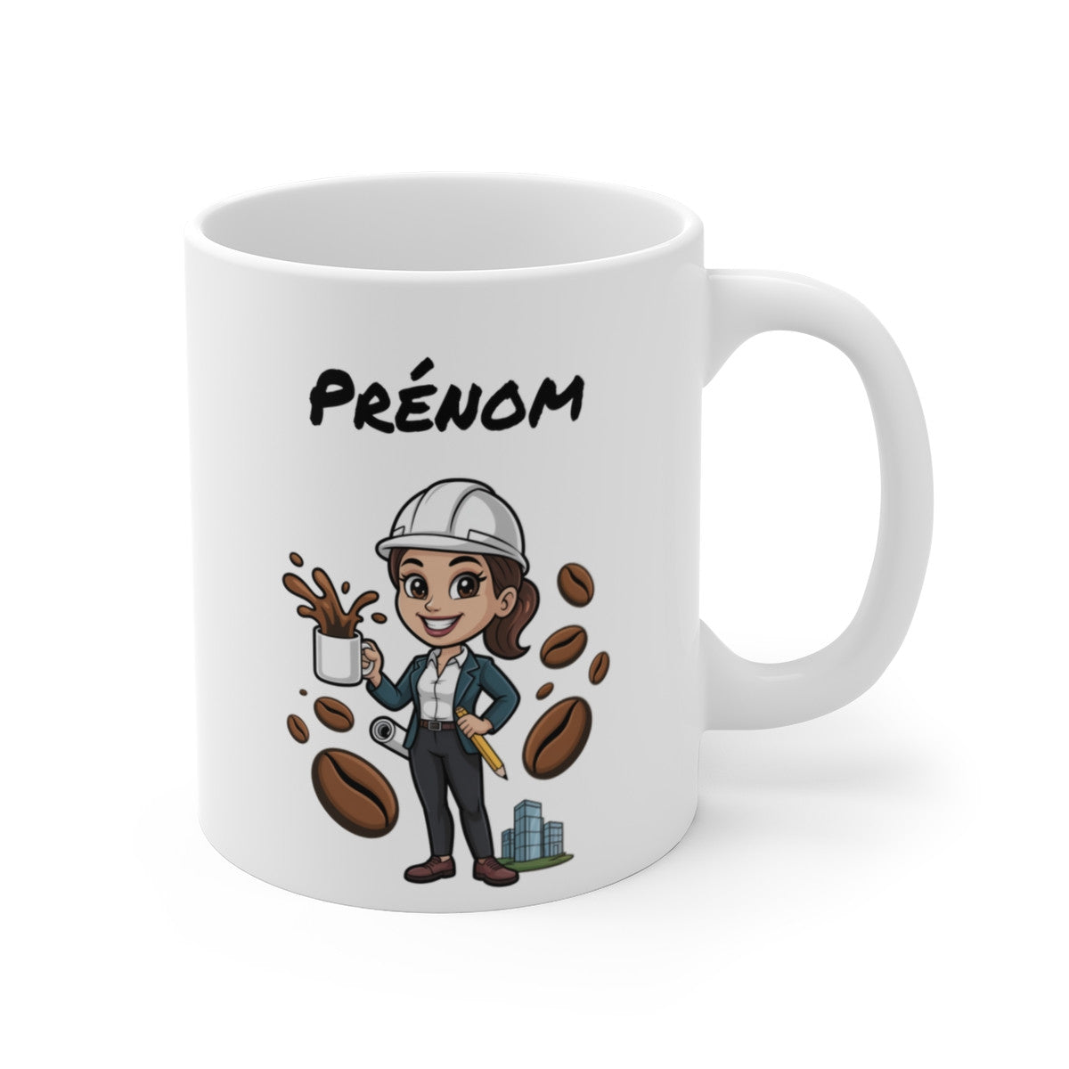 Mug Ingénieure Personnalisable Femme – Cadeau Architecte ou Chef de Chantier – Tasse Café Métier BTP