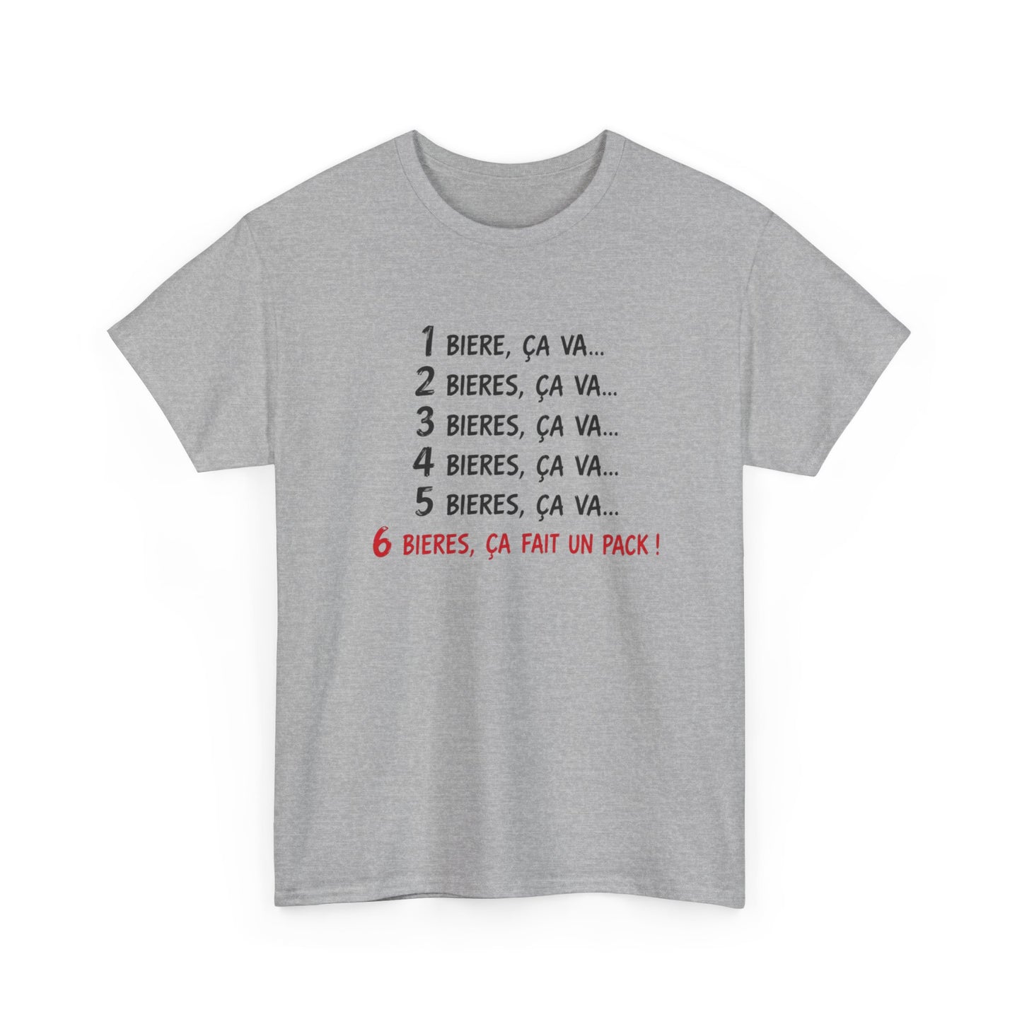 T-Shirt Bière Humour – 6 Bières Ça Fait Un Pack – Tee Shirt Drôle Apéro – Cadeau Amateur de Bière Homme Femme