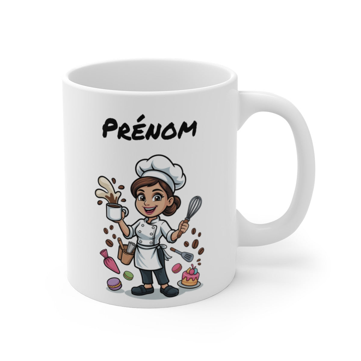 Mug Pâtissière Personnalisable – Chef Pâtissière, Boulangerie, Cake Designer – Tasse Métier avec Prénom