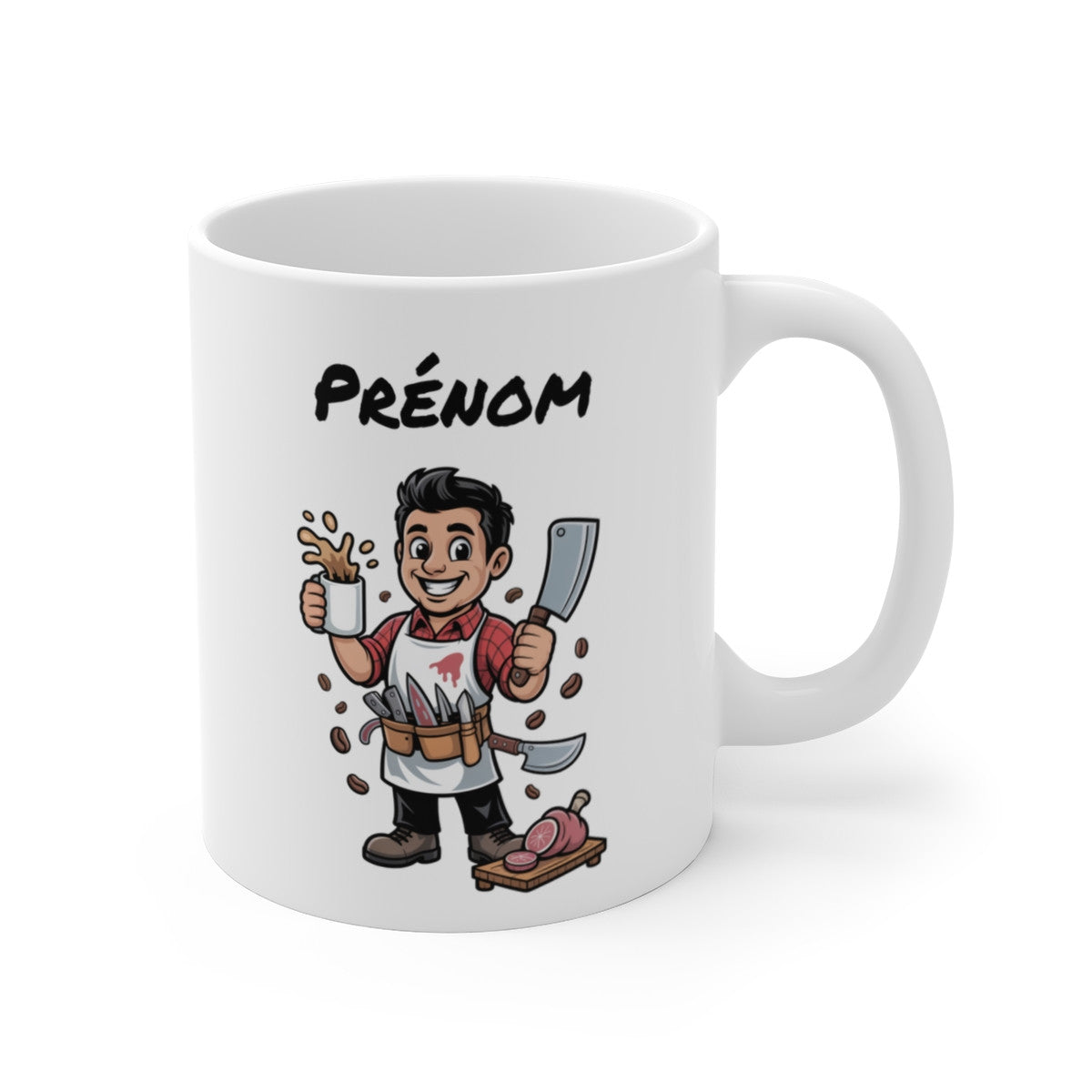 Mug Boucher Personnalisable – Tasse Métier Artisan Boucherie, Charcutier – Cadeau avec Prénom