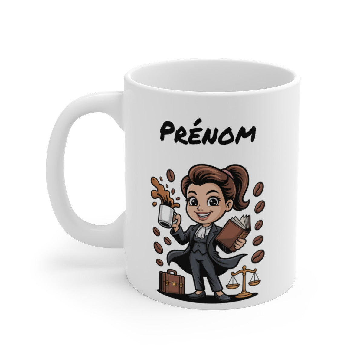 Tasse Avocate Café Livre Balance – Mug Céramique 325ml Businesswoman – Cadeau Femme Professionnelle Bureau