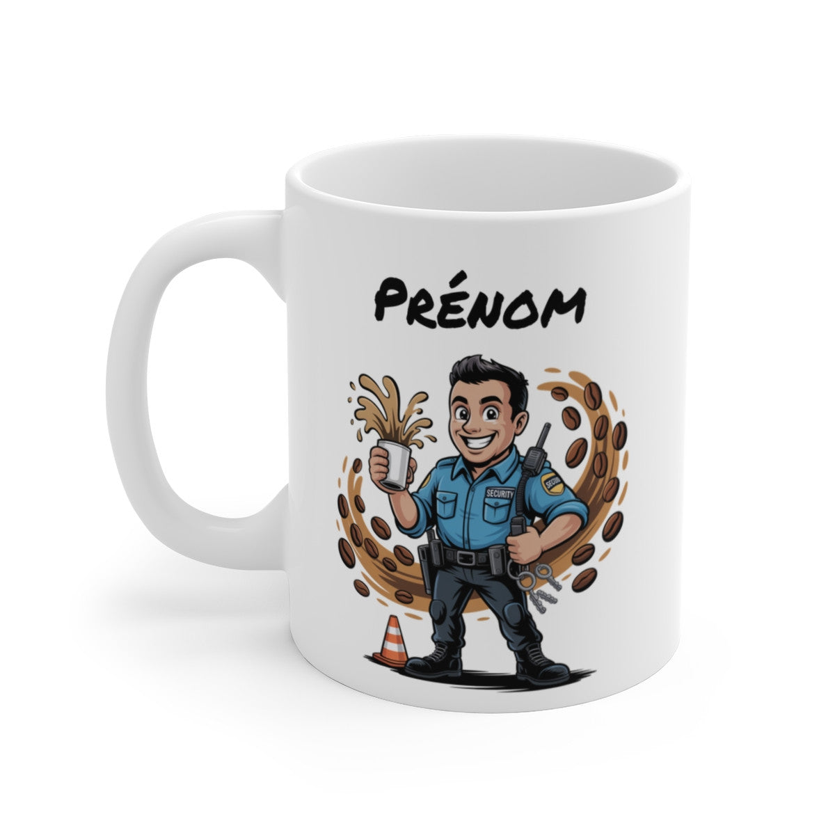 Tasse Agent Sécurité Personnalisable Prénom – Mug Gardien Café 325ml – Cadeau Métier Protection Vigile